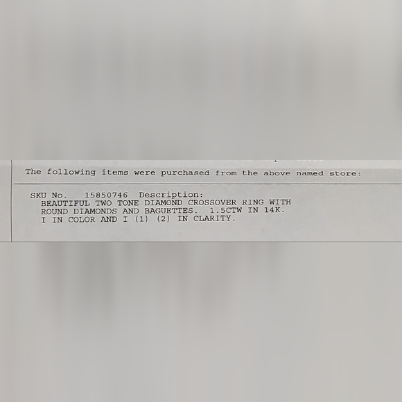 Ladies 14k Yellow & White Gold 1.5 CTW Round & Baguette diamonds crossover ring - Picture 3 of 12